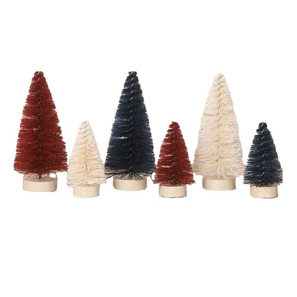 Bethany Lowe Red White Blue Miniature Bottle Brush Trees